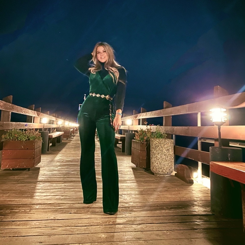 Green Velvet Jumpsuit
